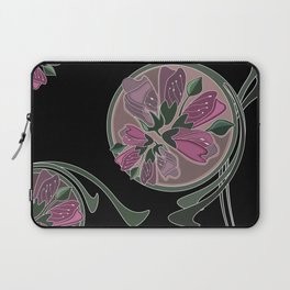 Ethereal and poetic design featuring stylized forest green and blush pink buds, petals and greenery in modern vintage style Laptop Sleeve