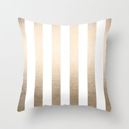 Simply Vertical Stripes in White Gold Sands Throw Pillow