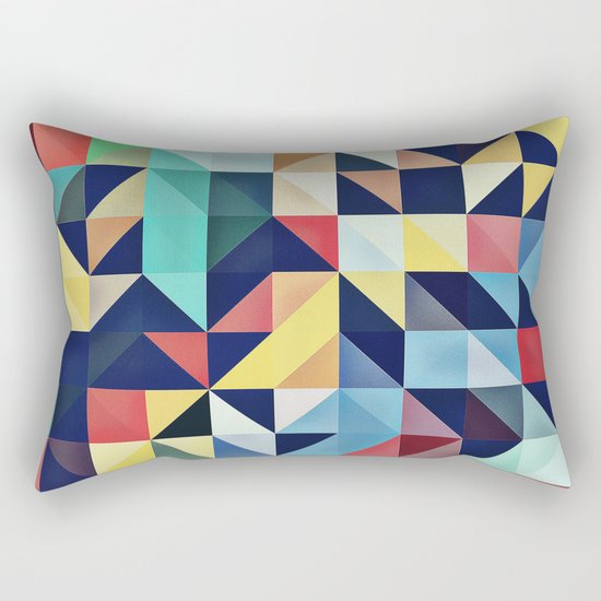 Modern Colorful Retro Geometric Triangle Pattern Rectangular Pillow