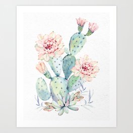 Prettiest Cactus Rose Watercolor by Nature Magick Art Print
