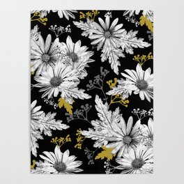 Stippled Daisies Poster