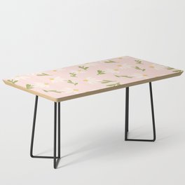 Blush Retro Abstract Daisy Flowers Botanical Garden Coffee Table