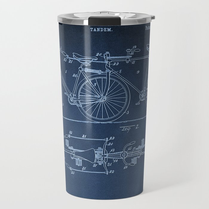1898 E.M. Hunt Tandem Patent Art Print - Vintage Bicycle Patent  - Bike Patent Travel Mug