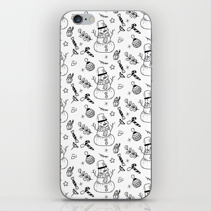 Christmas Snowman Doodle Pattern iPhone Skin