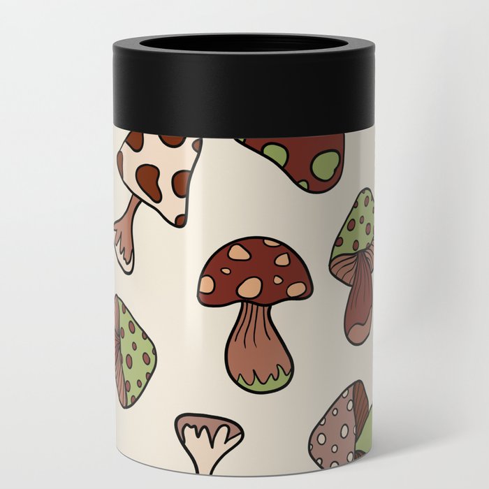 Vintage mushrooms 4 Can Cooler
