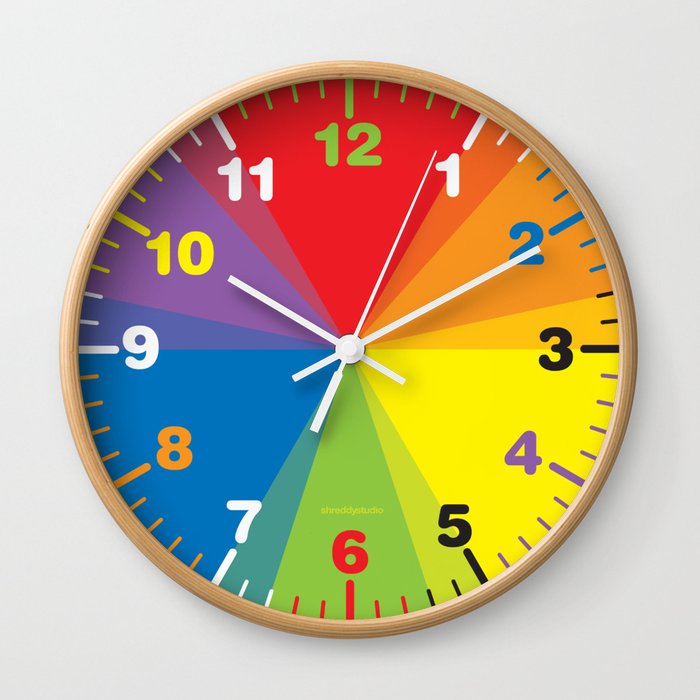 Red Yellow Blue Color Wheel Clock by Dennis Weber / Shreddy Studio Wall Clock