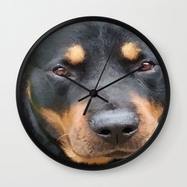 Beautiful Female Rottweiler Portrait Vector Wall Clock