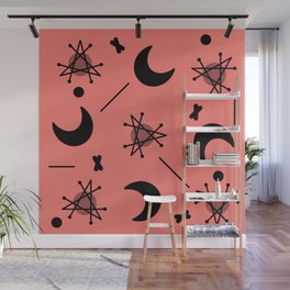 Moons & Stars Atomic Era Abstract Salmon Pink Wall Mural