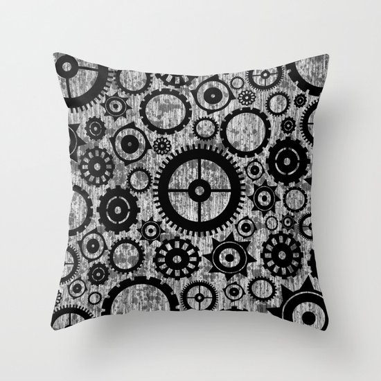 Grunge Cogs. Throw Pillow