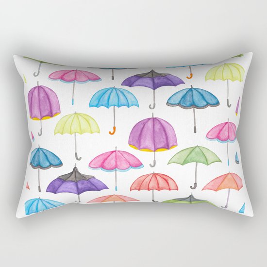Rainy Day Umbrellas Rectangular Pillow