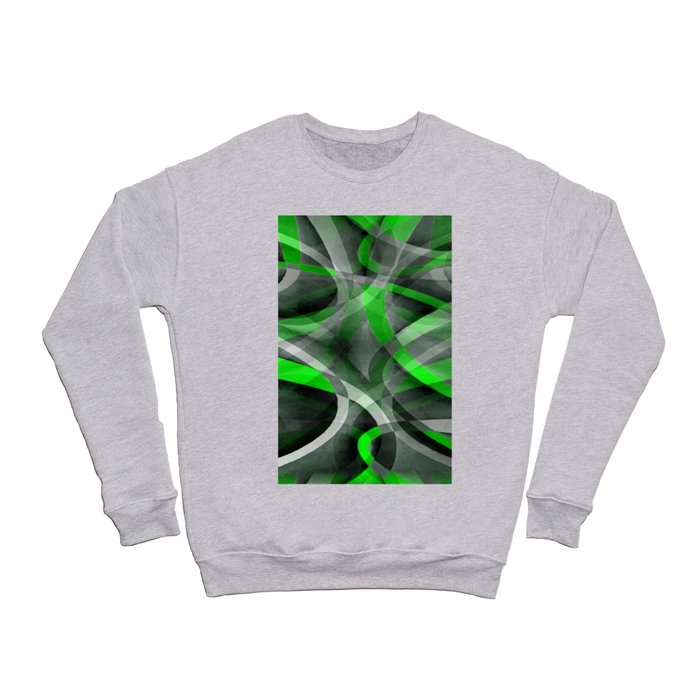 Eighties Lime Green On Grey Abstract Curve Pattern Crewneck Sweatshirt