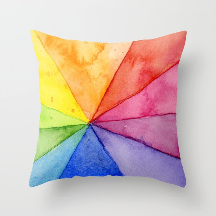 Abstract Colorful Geometric Design, Rainbow Beach Ball Pattern Throw Pillow