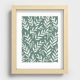 Festive branches - sage green Recessed Framed Print