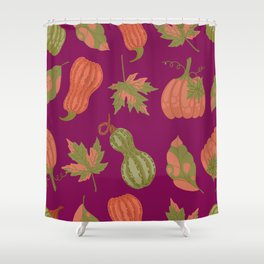 Green and Orange Pumpkin Texture. Colorful Seamless Pattern Shower Curtain