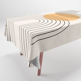 Geometric Lines in Black and Beige 29 (Rainbow and Sun Abstraction) Tablecloth