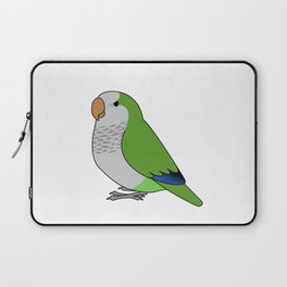 Fluffy wild green quaker parrot cartoon drawing Laptop Sleeve