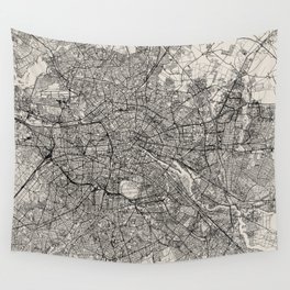 Germany, Berlin - Authentic Black and White Map Wall Tapestry
