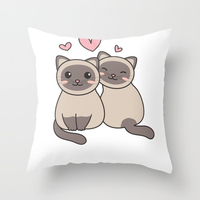 Siamese Cat Kawaii Cats Cute Animals For Kids Throw Pillow