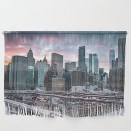 Sunset From the Brooklyn Bridge | New York City Skyline Wall Hanging