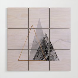 Abstract Icebergs Triangle Marble Geometry Periwinkle Copper Wood Wall Art