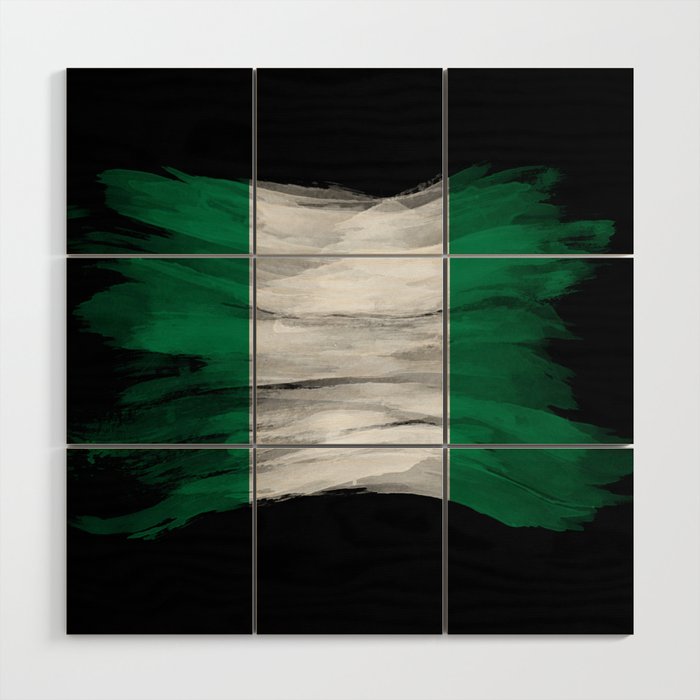 Nigeria flag brush stroke, national flag Wood Wall Art