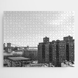 New York City | Brooklyn Bridge NYC | Black and White Photography Jigsaw Puzzle