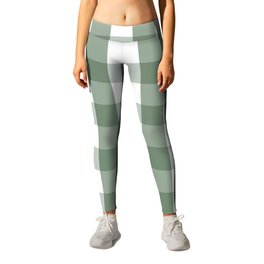 Gingham Plaid Pattern (sage green/white) Leggings