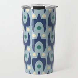 Mid Century Modern Abstract Pattern 753 Blue Green and Beige Travel Mug