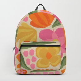 Cara Backpack | Colorful, Scandi, Cute, 60S, Summer, Modern, Pink, Feminine, Garden, Floral 