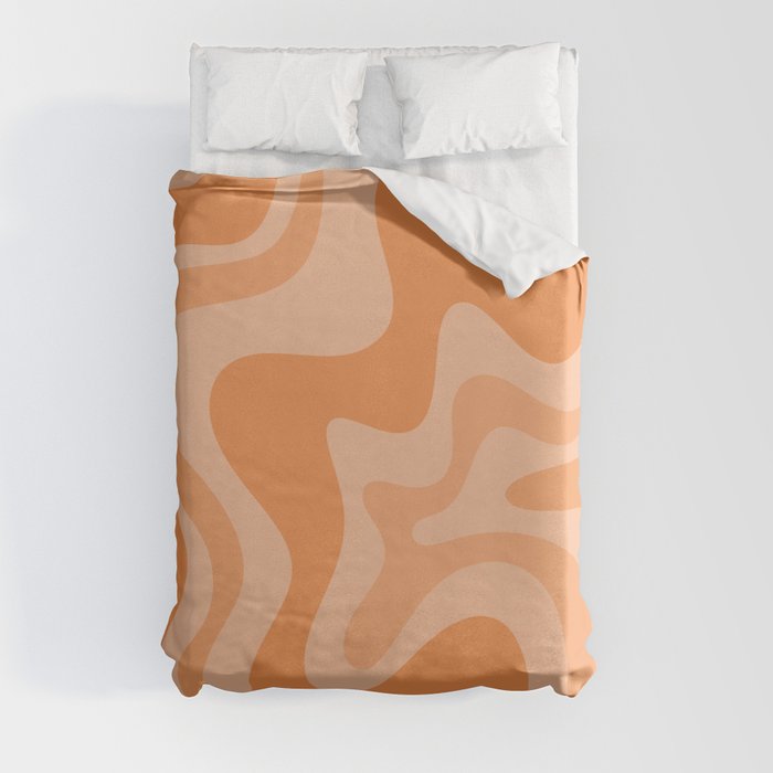 Retro Liquid Swirl Abstract Pattern in Muted Apricot Orange Duvet Cover