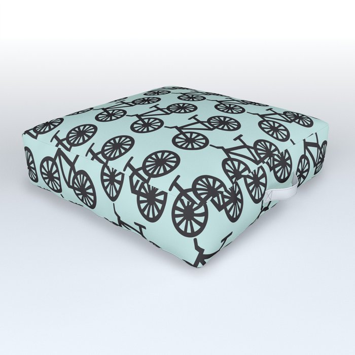 Bicycle Lover Cyclist Blue Print Pattern Outdoor Floor Cushion