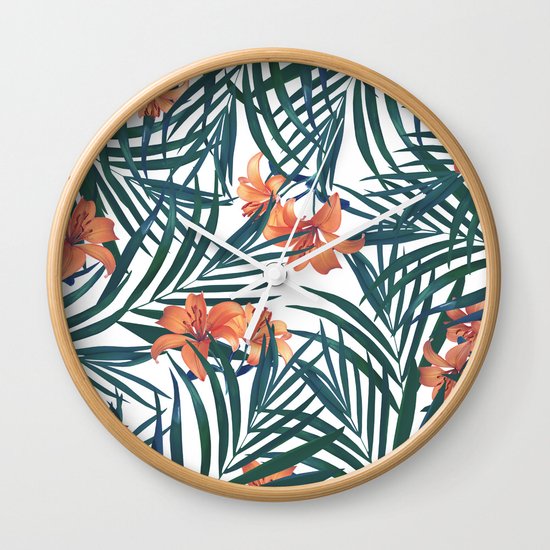 Tropical Lilies Wall Clock