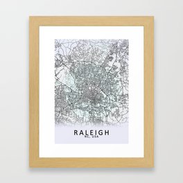 Raleigh, NC, USA, White, City, Map Framed Art Print | Minimal, Graphicdesign, River, 3D, Map, Print, Land, White, Grey, Road 