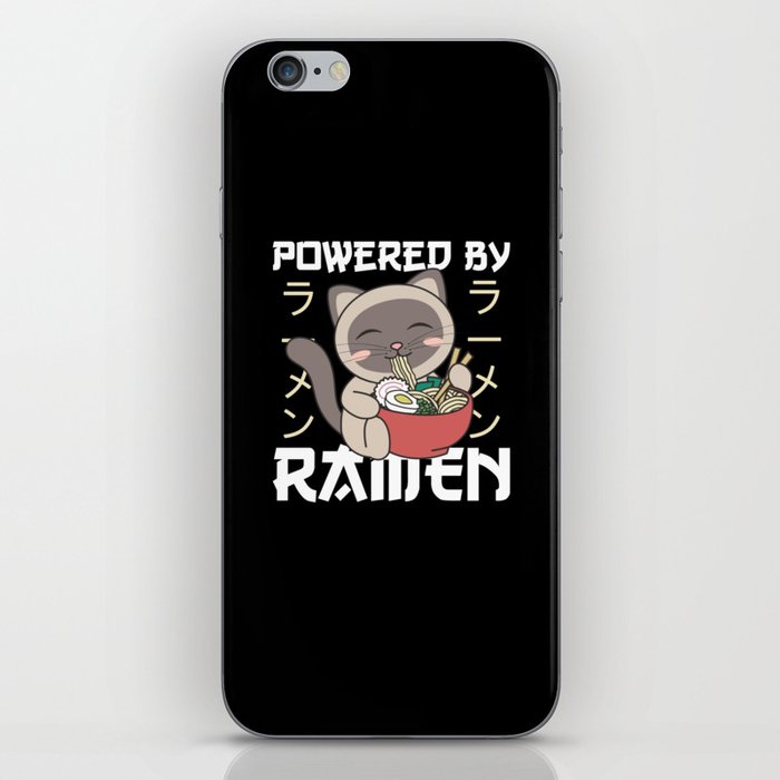 Powered By Ramen Cute Cat Eats Ramen Siamese Cat iPhone Skin