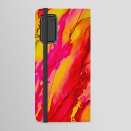 Fuscia and Orange Alcohol Ink Painting Android Wallet Case