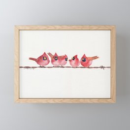 Cardinal on the wire Framed Mini Art Print