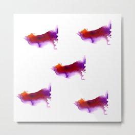Abstract ink blot in the shape of a fox with an orange back and lilac belly Metal Print