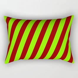 [ Thumbnail: Green & Dark Red Colored Lines Pattern Rectangular Pillow ]