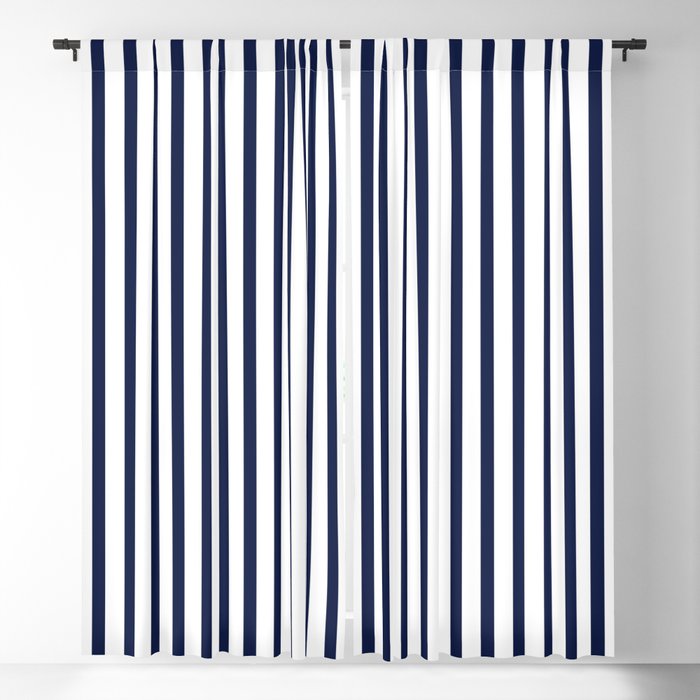 Navy Blue Candy Breton Nautical Stripe Lines Minimalist Stripes Line Drawing Blackout Curtain