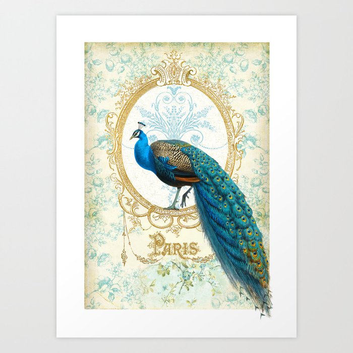 Paris Peacock Art Print