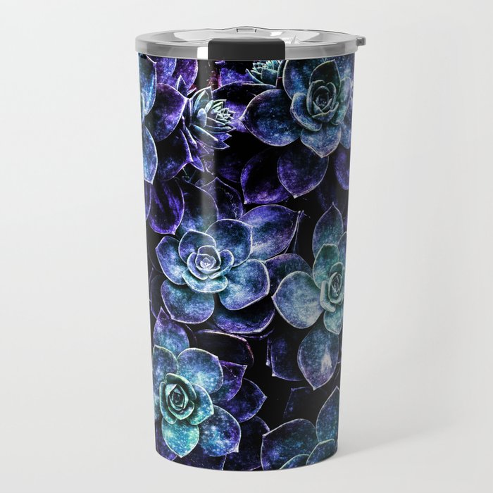 Succulents Purple Teal Mint Sparkle Travel Mug
