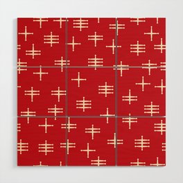 Seamless abstract mid century modern pattern - Red and White Wood Wall Art