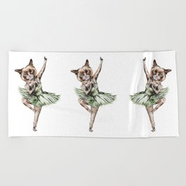 Siamese Ballerina in Cat Ballet Beach Towel