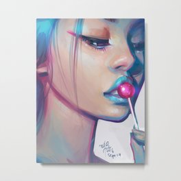 Lolipop Metal Print | Design, Purple, Sweet, Portrait, Character, Girl, Elliethopia, Lolipop, Candy, Sillyjellie 