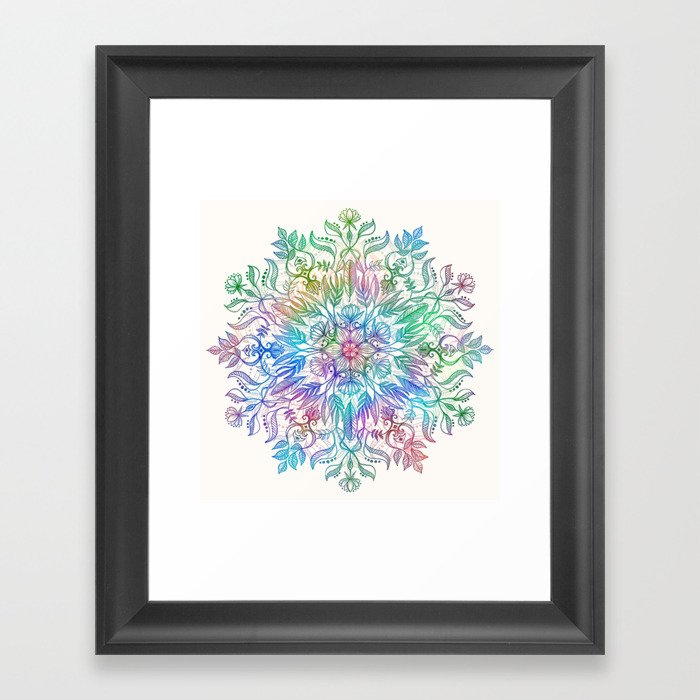 Nature Mandala in Rainbow Hues Framed Art Print