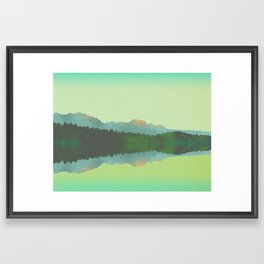 Lake Morning - Green Framed Art Print