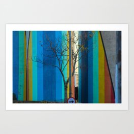 Colored stripes Art Print | Street, Paint, Blues, Tree, Color, Trees, Urban, Photo, Colors, Tones 