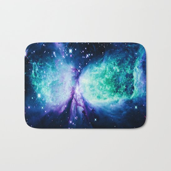 Space Galaxy : A Star is BORN Violet Mint Green Blue Bath Mat