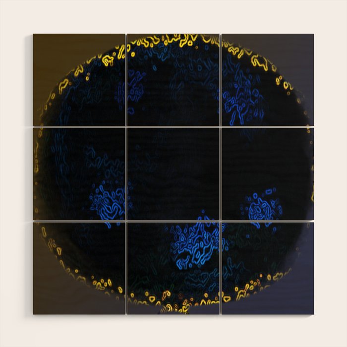 Stylish Black blue microscopic pattern design Wood Wall Art