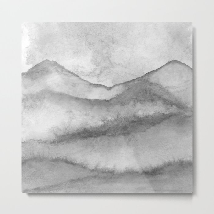Soft Grey Mountain Range Metal Print